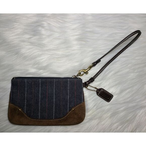 Coach|Wool Blend Pinstripe Wristlet Wallet - Picture 2 of 5